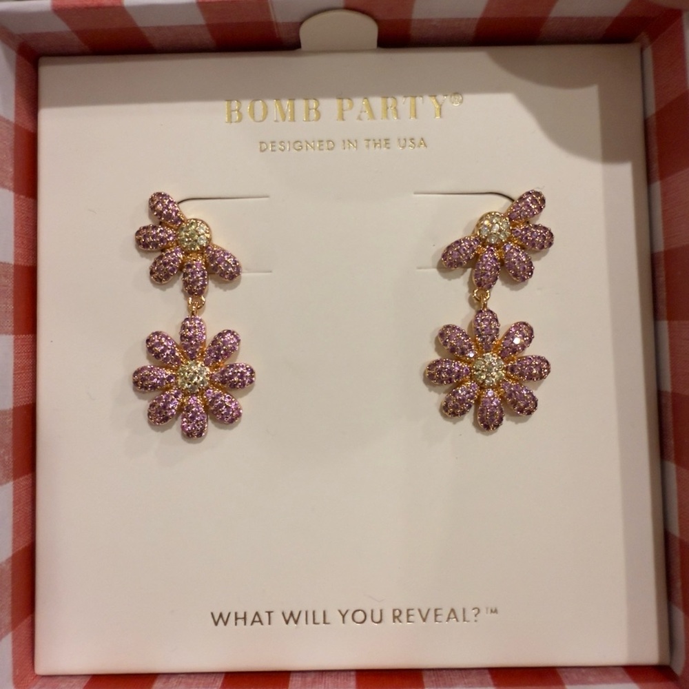 Bomb Party Market Fresh Dainty Pink and Rose Gold Floral Earrings